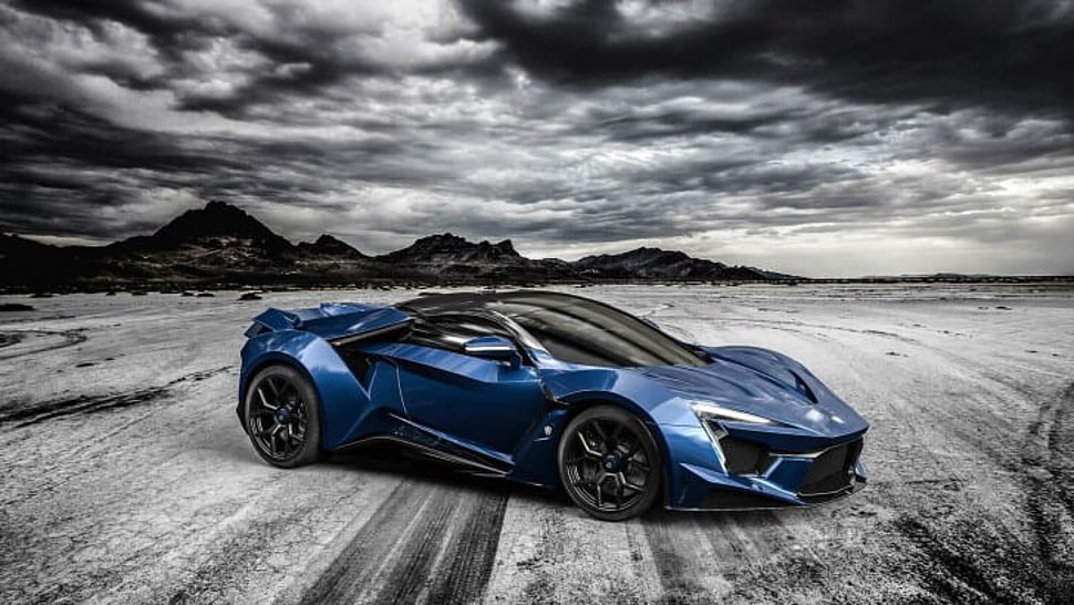 blue coupe on gray surface illustration HD wallpaper