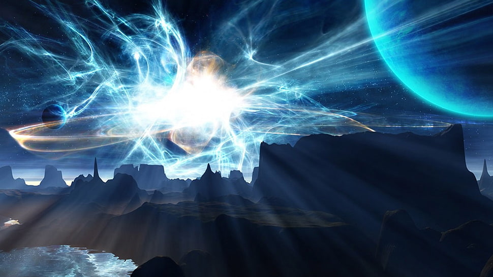 Galaxy Explosion illustration, space, stars, planet, abstract HD wallpaper