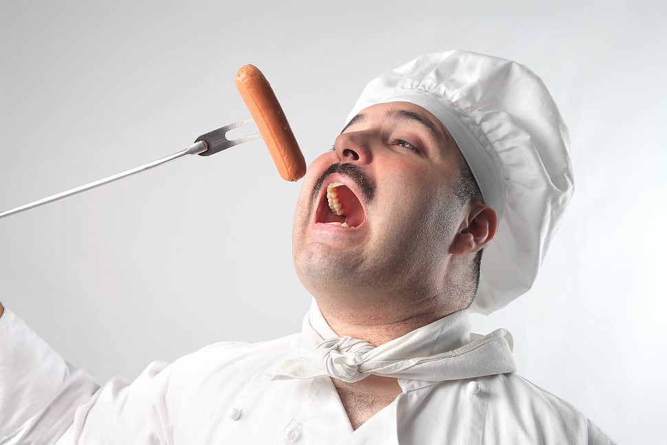 man wearing white chef hat HD wallpaper