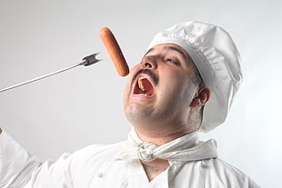 man wearing white chef hat