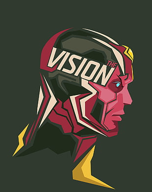 red and multicolored The Vision head illustration, superhero, Marvel Heroes, DC Comics, The Vision