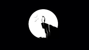 penguin illustration with moon background