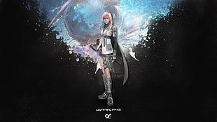 female character with cape and bow illustration, Final Fantasy XIII, Claire Farron, video games