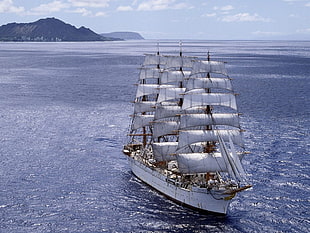 white and gray galleon ship, sailing ship, ship, vehicle HD wallpaper