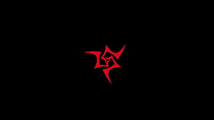 red logo, Fate Series, minimalism, black background, red
