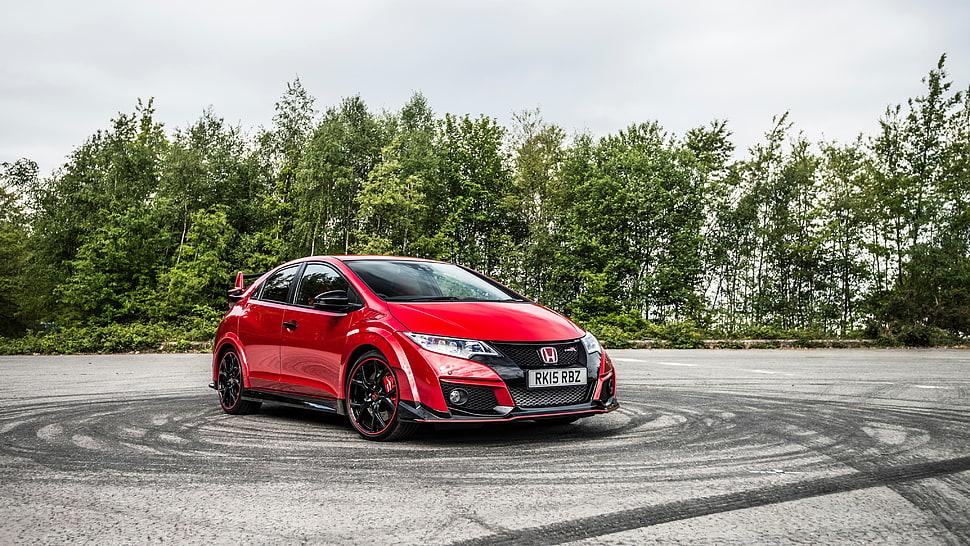 red Honda Civic HD wallpaper