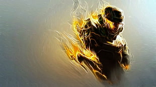 flaming Halo soldier wallpaper HD wallpaper