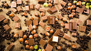 brown coffee beans, food, chocolate, dessert, nuts