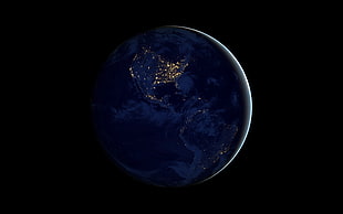 earth illustration digital wallpaper, Earth, night, space, planet
