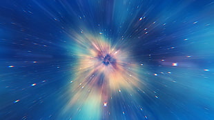 blue and yellow burst painting HD wallpaper
