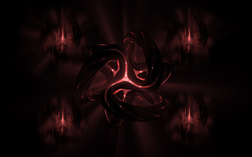 black and red corded headphones, digital art, dark, abstract, render HD wallpaper