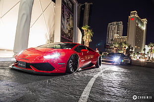 red sports coupe, Lamborghini, Lamborghini Huracan, LB Performance, car HD wallpaper
