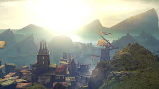 houses and mountains, video games, Middle-earth: Shadow of Mordor HD wallpaper