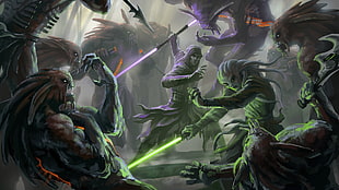 aliens illustration, Star Wars, science fiction, Jedi HD wallpaper