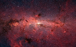 red galaxy, sky, starry night, space, stars HD wallpaper