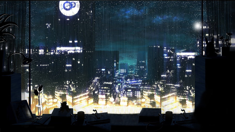 cityscape, rain HD wallpaper