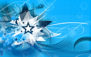 blue and white 5-pointed stars graphic wallpaper HD wallpaper