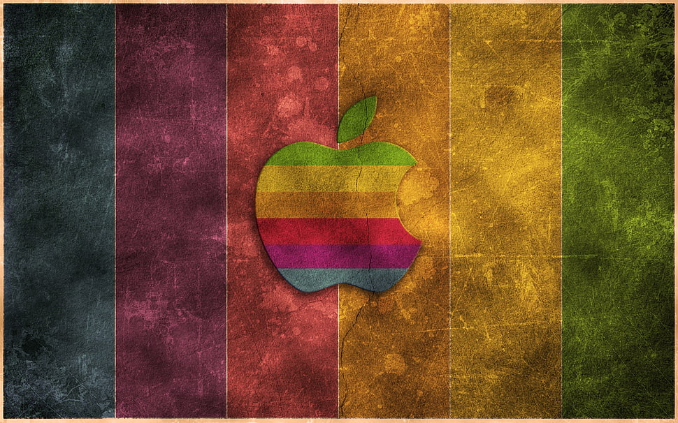 multicolored stripes Apple logo HD wallpaper