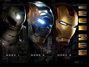 Iron Man Mark 1, 2, and 3 poster HD wallpaper