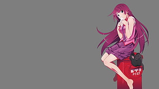 purple haired girl anime character illustration