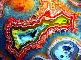 multicolored geode, mineral, colorful, blue, yellow HD wallpaper