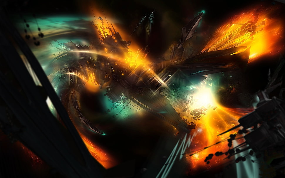 orange and black illustration HD wallpaper