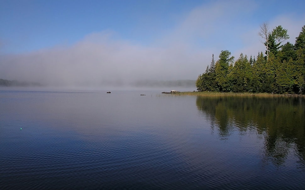 calm wave of lake during time HD wallpaper