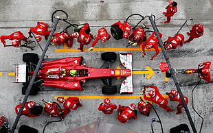 F1 racecar during pit stop