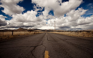 gray concrete road, nature, road, sky, landscape