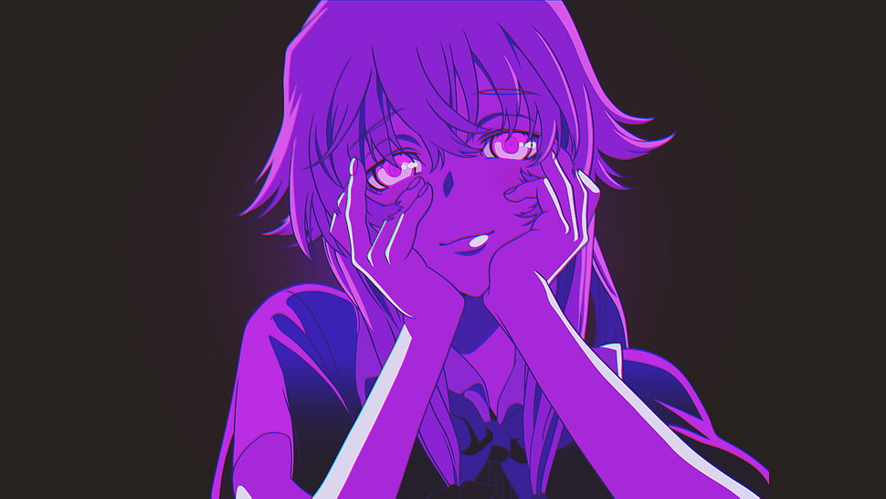 purple haired anime character, Mirai Nikki, Gasai Yuno HD wallpaper