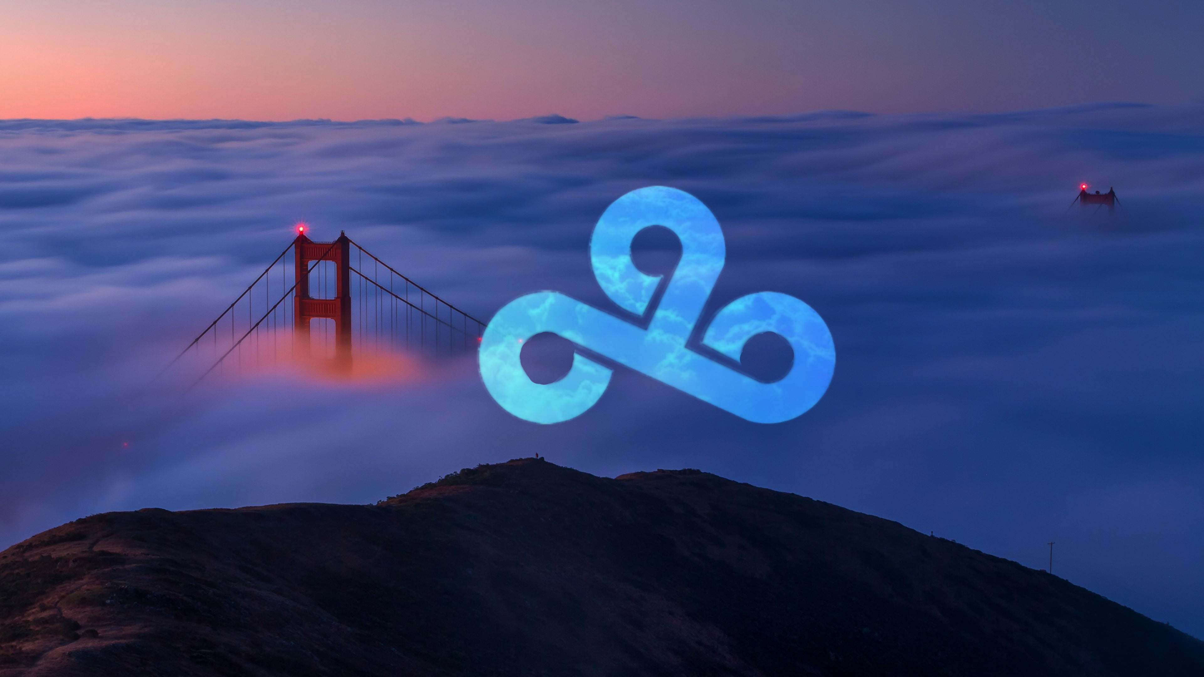 Cloud 9 logo, Cloud9, clouds, bridge, nature