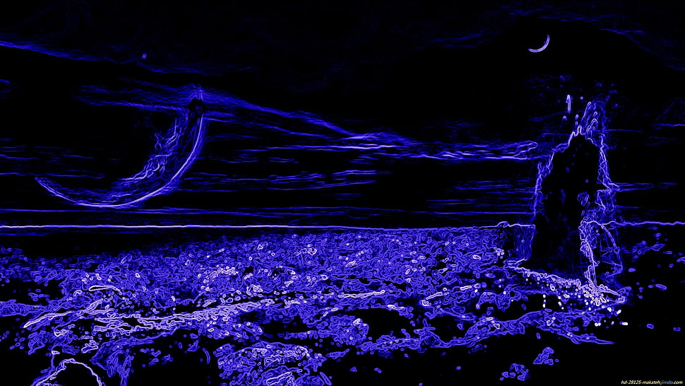 purple and black poster, abstract, blue HD wallpaper