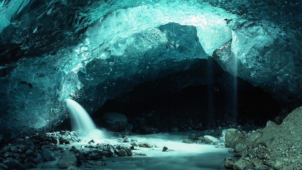cave interior, iceberg, cave, nature, landscape HD wallpaper