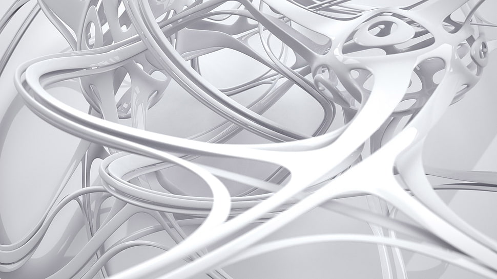 white abstract digital wallpaper, abstract, 3D, Photoshop, shapes HD wallpaper