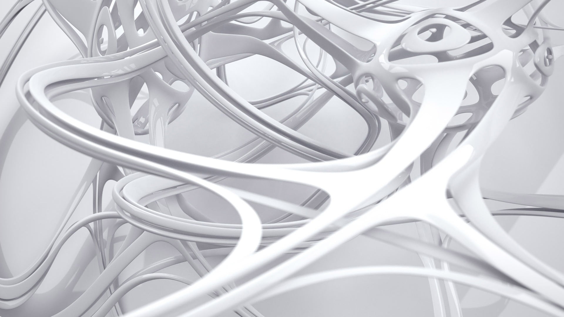 white abstract digital wallpaper, abstract, 3D, Photoshop, shapes