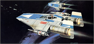white and blue rocket ship illustration, Star Wars, A-Wing, science fiction, spaceship