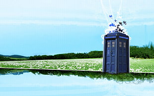 blue wooden payphone digital wallpaper, Doctor Who, TARDIS