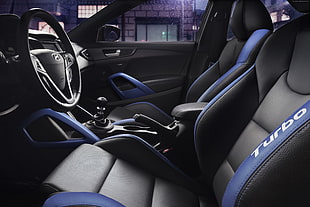black-and-blue Turbo vehicle seats HD wallpaper