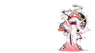 pink haired female anime character, Saigyouji Yuyuko, Touhou, anime girls, video games