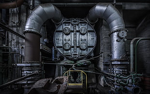 architectural photography of engines, machine, factories