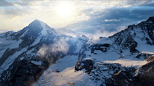 snow mountains, mountains, snow, nature HD wallpaper