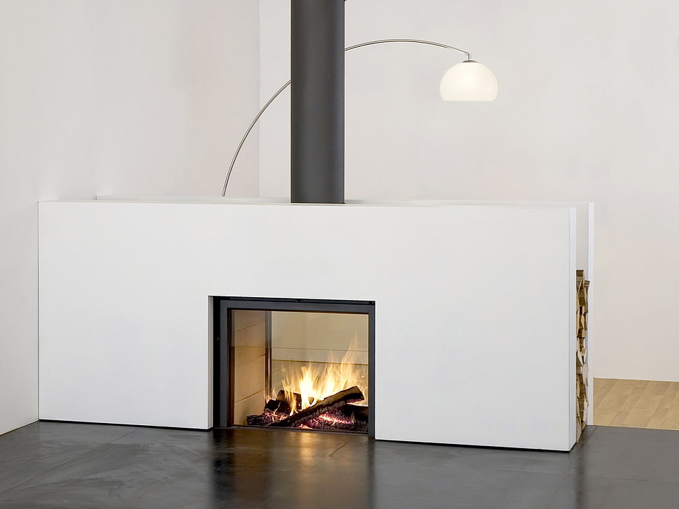 black fireplace HD wallpaper