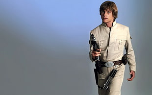 men's grey dress shirt and dress pants, Star Wars, Luke Skywalker, Mark Hamill
