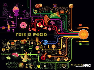 This is Food text, food, digital art, New York City