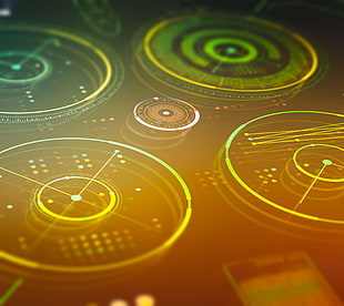 close-up photo of round green and yellow device HD wallpaper