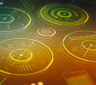 close-up photo of round green and yellow device HD wallpaper