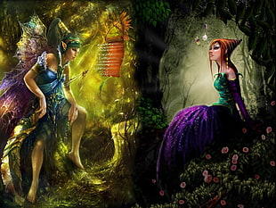 fairy and purple dressed woman animated graphics