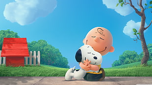 Charlie Brown and Snoopy hugging