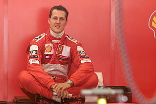 men's red and black pullover hoodie, Michael Schumacher, Formula 1, men, Germany