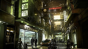 Asian city during nighttime digital wallpaper, futuristic, cyberpunk